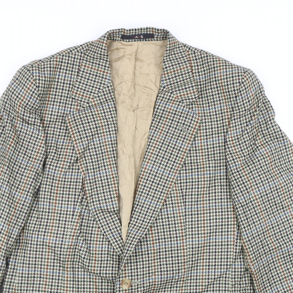 DAKS Mens Multicoloured Houndstooth Wool Jacket Blazer