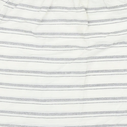 Fat Face Womens White Striped Cotton Basic Blouse Size 10 Off the Shoulder
