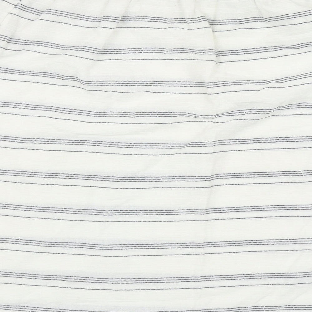 Fat Face Womens White Striped Cotton Basic Blouse Size 10 Off the Shoulder