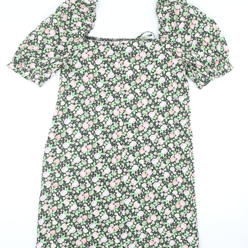 George Womens Multicoloured Floral Cotton A-Line Size 10 Square Neck Pullover