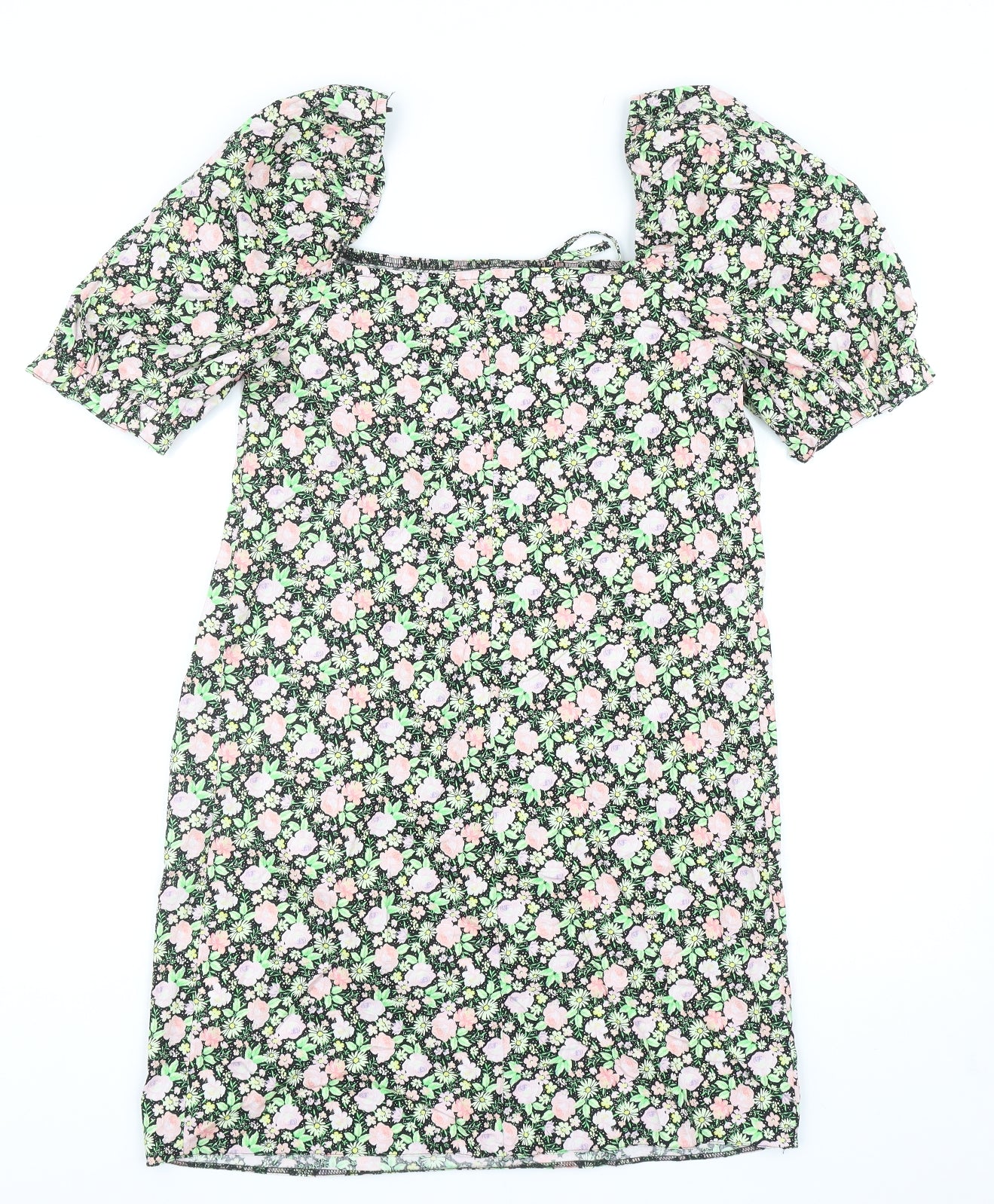 George Womens Multicoloured Floral Cotton A-Line Size 10 Square Neck Pullover