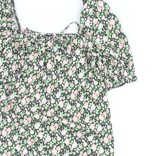 George Womens Multicoloured Floral Cotton A-Line Size 10 Square Neck Pullover