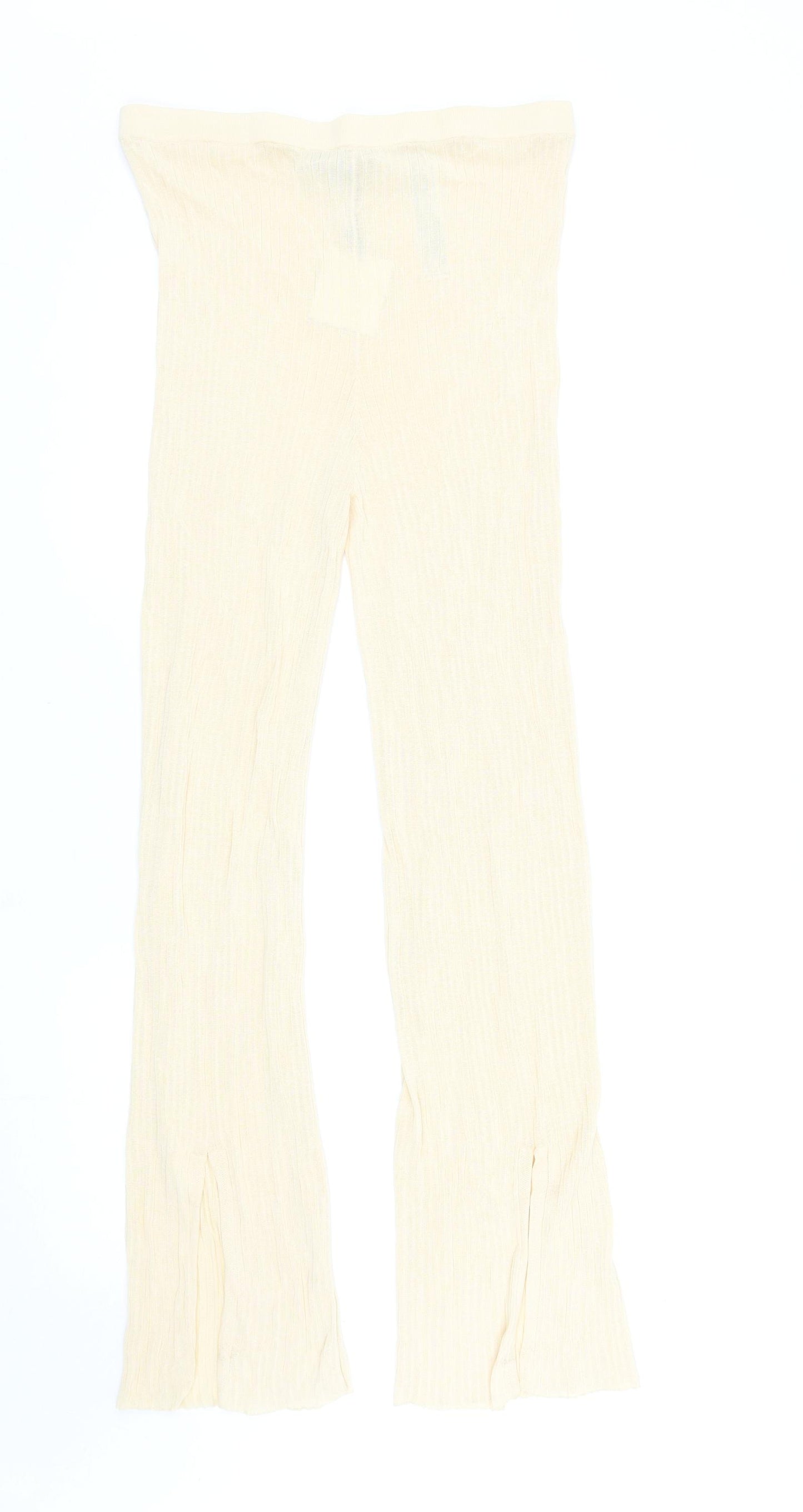 Zara Womens Beige Viscose Trousers Size L L29.5 in Regular