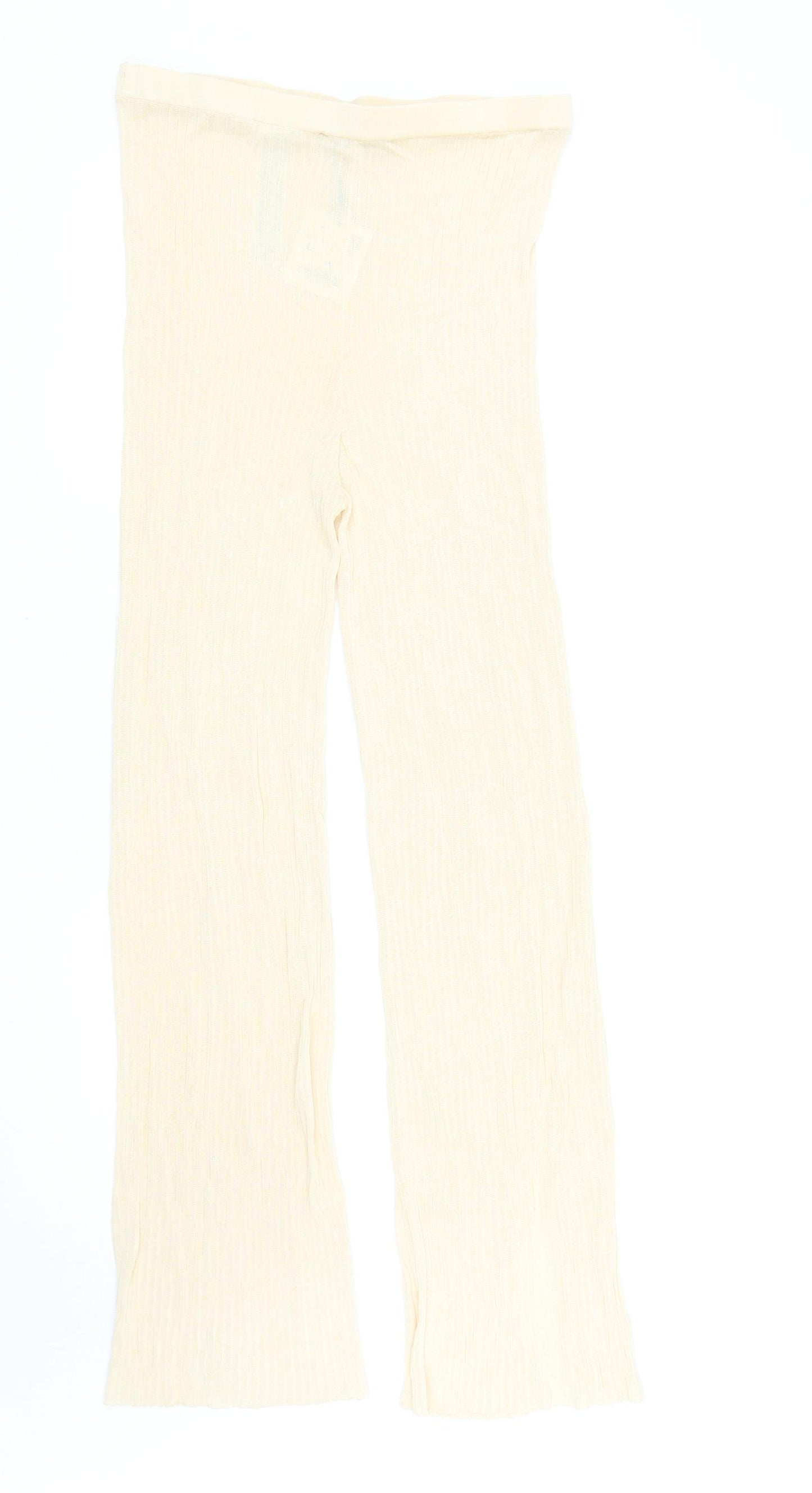 Zara Womens Beige Viscose Trousers Size L L29.5 in Regular