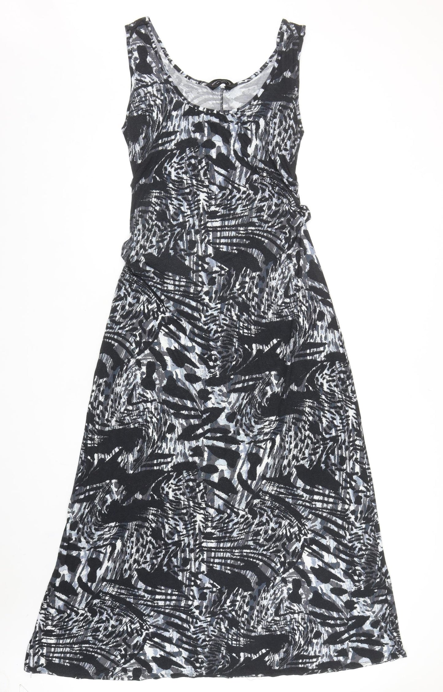 Dorothy Perkins Womens Black Geometric Viscose Maxi Size 14 Scoop Neck Pullover