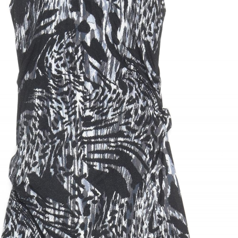 Dorothy Perkins Womens Black Geometric Viscose Maxi Size 14 Scoop Neck Pullover