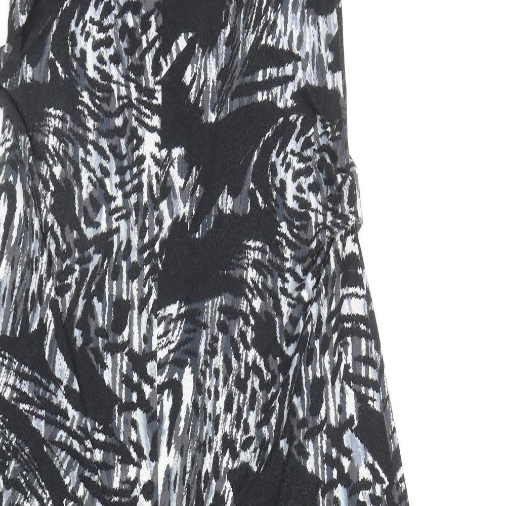 Dorothy Perkins Womens Black Geometric Viscose Maxi Size 14 Scoop Neck Pullover