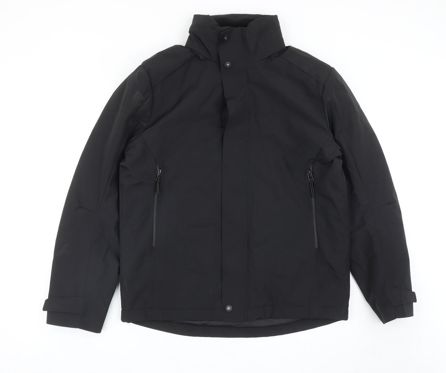 Marks and Spencer Mens Black Rain Coat Coat Size L Snap