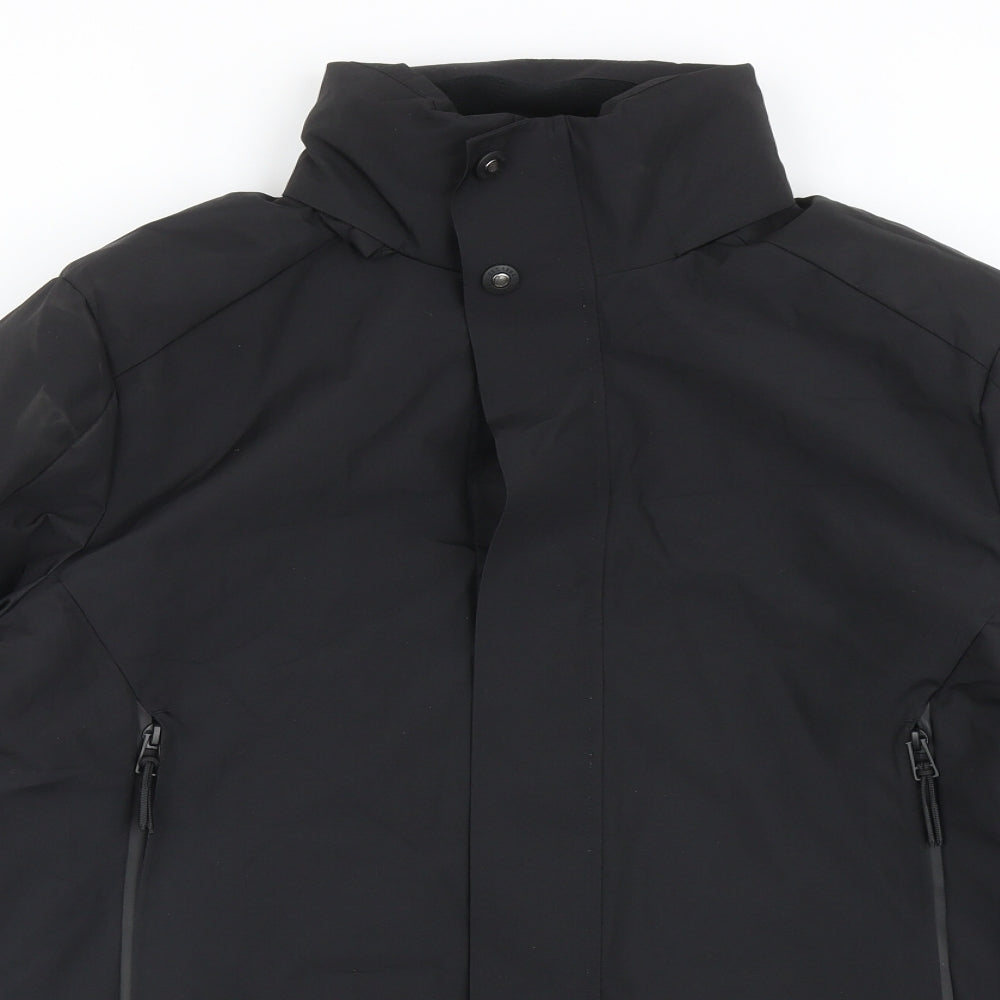 Marks and Spencer Mens Black Rain Coat Coat Size L Snap