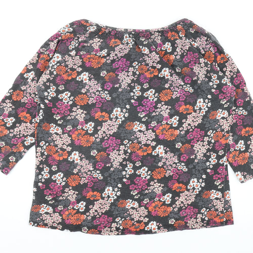 EWM Womens Multicoloured Floral Cotton Basic T-Shirt Size M Scoop Neck