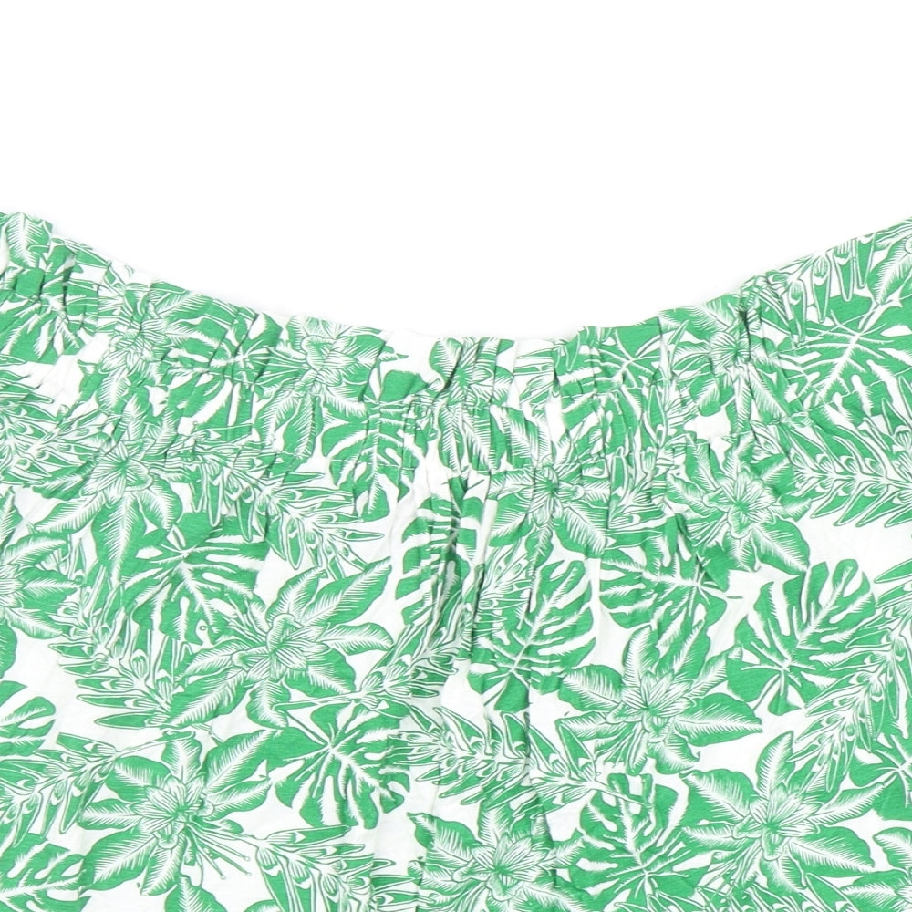 Atmosphere Womens Green Floral Viscose Basic Blouse Size 12 Off the Shoulder