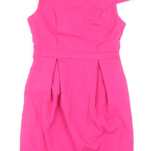 Oli Womens Pink Cotton Pencil Dress Size 8 Boat Neck Hook & Eye