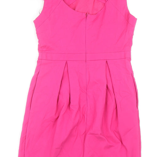 Oli Womens Pink Cotton Pencil Dress Size 8 Boat Neck Hook & Eye