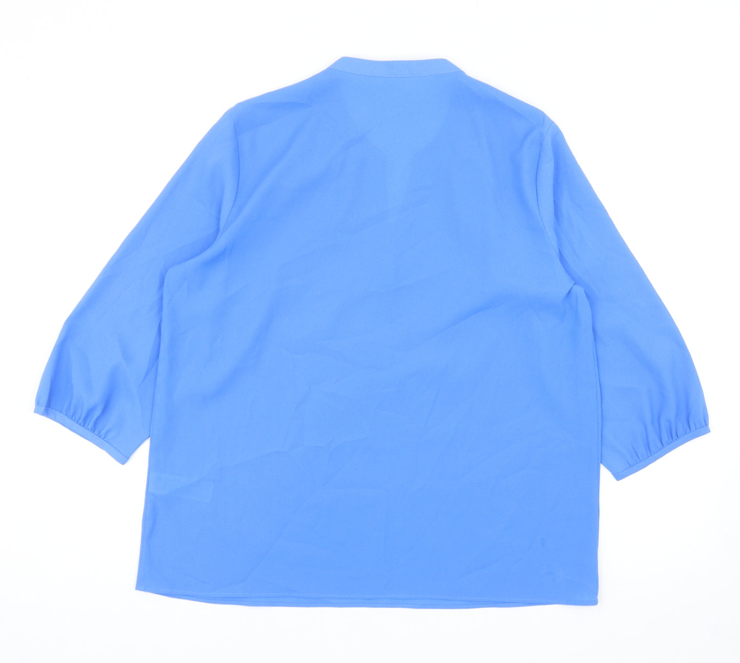 Marks and Spencer Womens Blue Polyester Basic Blouse Size 14 V-Neck