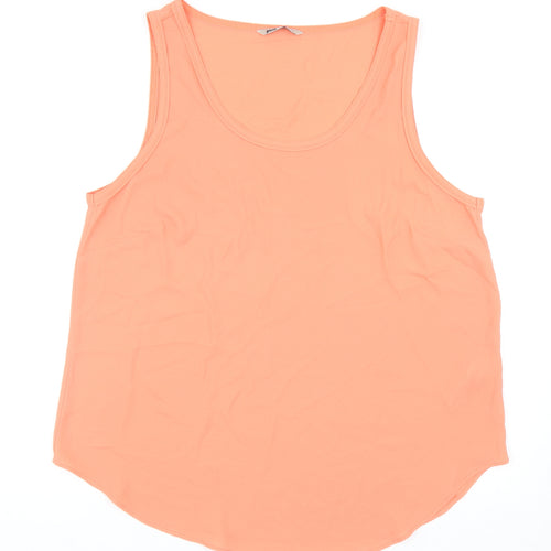 Marks and Spencer Womens Orange Polyester Basic Tank Size 16 Scoop Neck