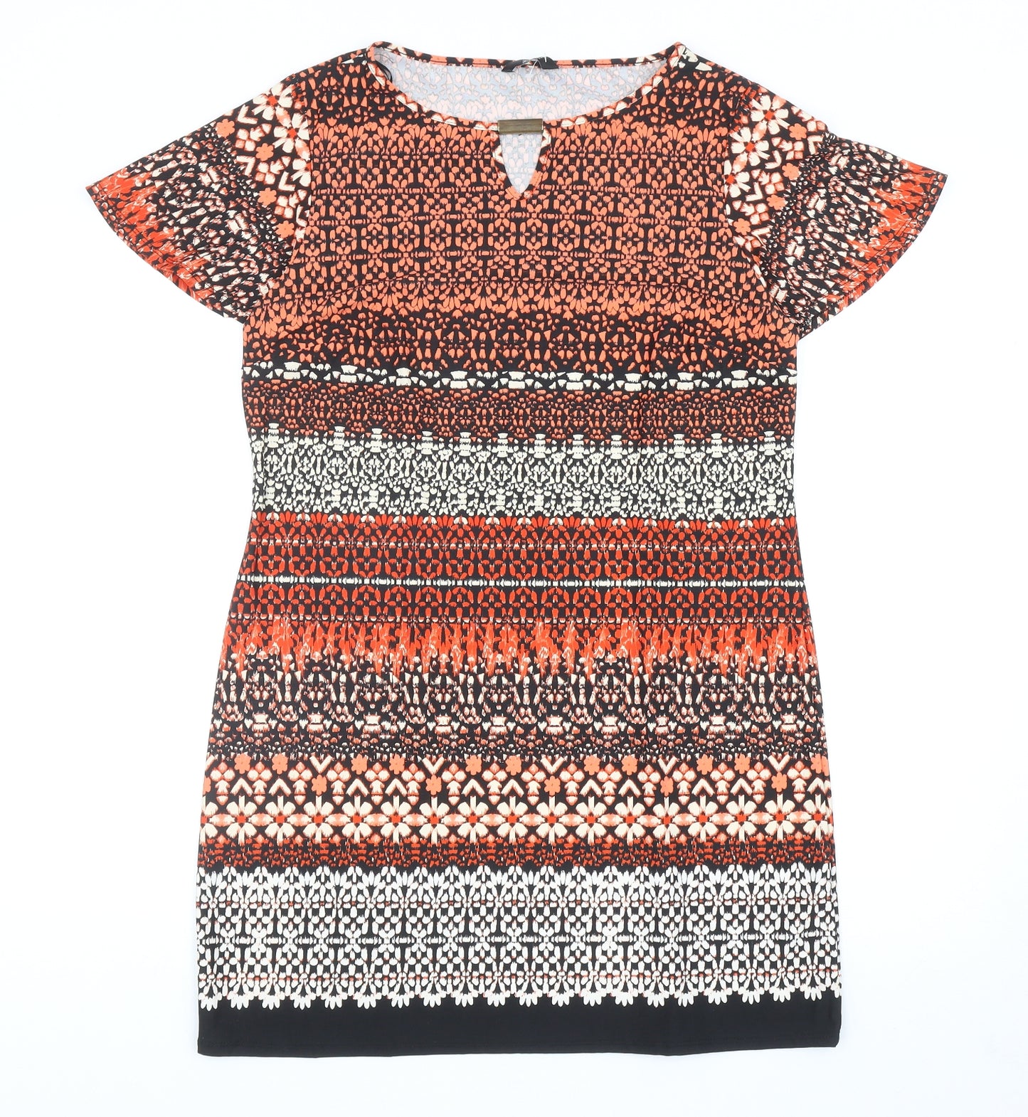 F&F Womens Multicoloured Geometric Polyester A-Line Size 14 Boat Neck Pullover