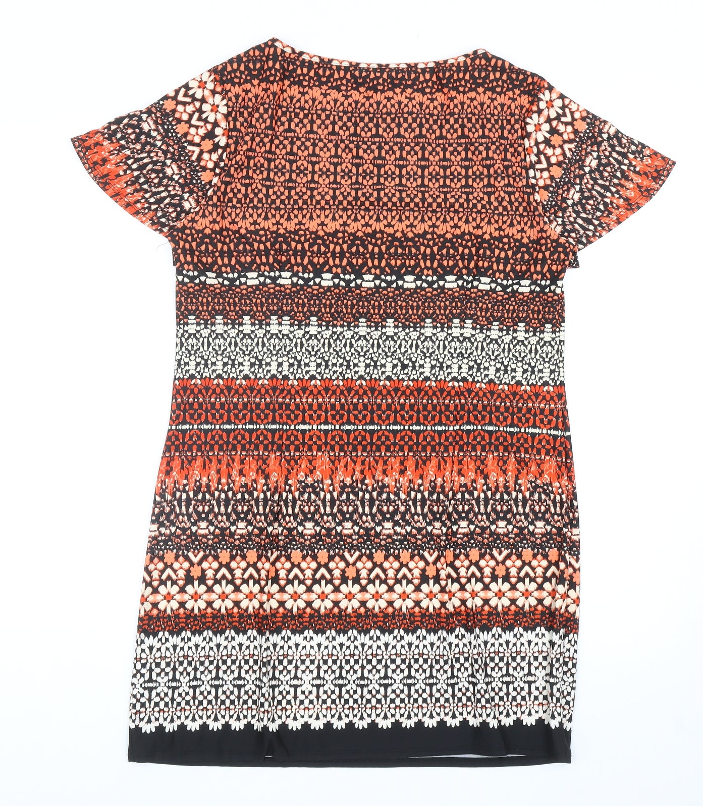 F&F Womens Multicoloured Geometric Polyester A-Line Size 14 Boat Neck Pullover