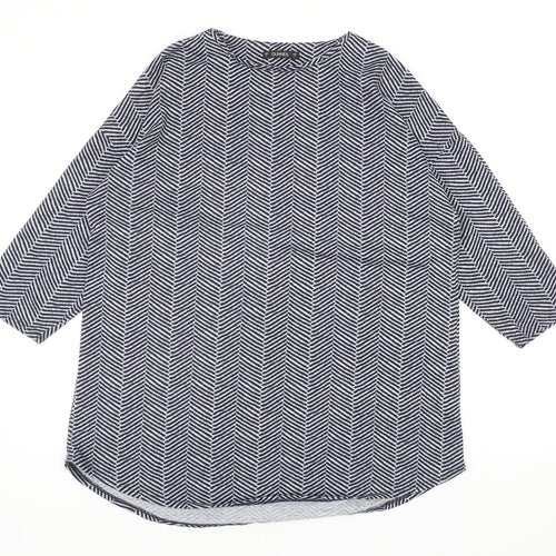 Dunnes Stores Womens Blue Boat Neck Herringbone Polyester Pullover Jumper Size L