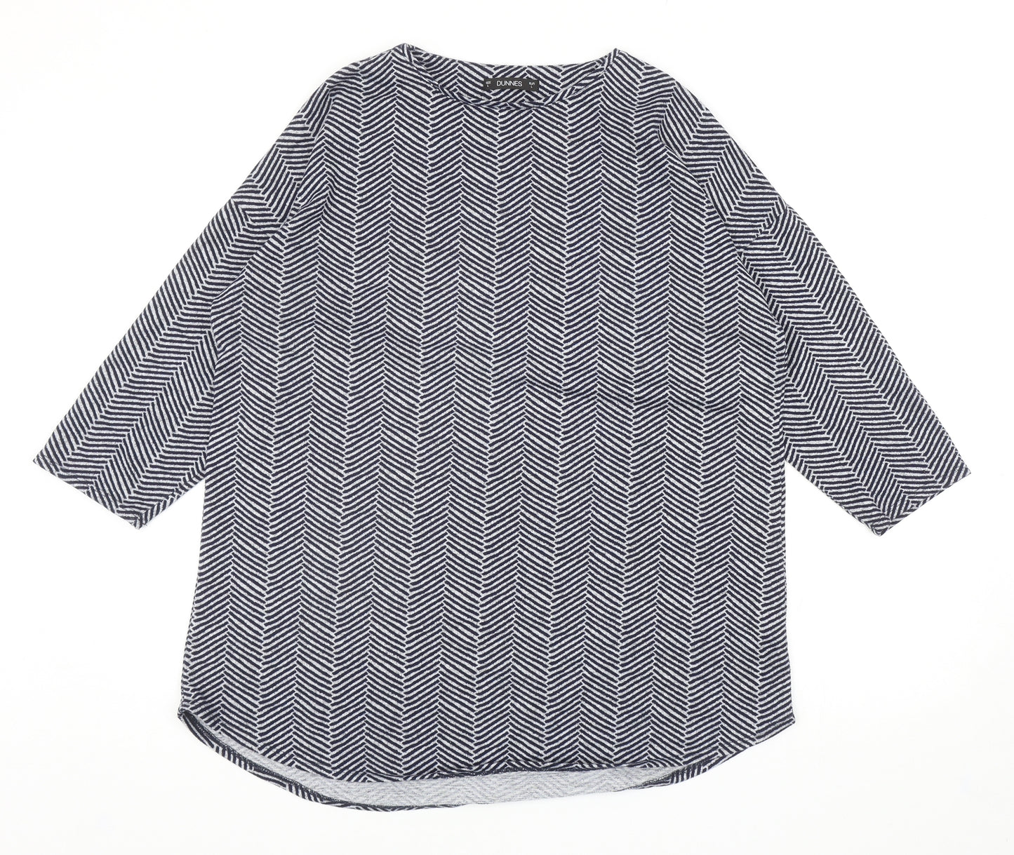 Dunnes Stores Womens Blue Boat Neck Herringbone Polyester Pullover Jumper Size L