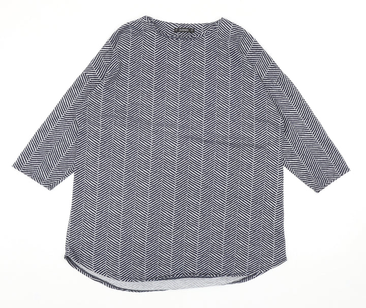 Dunnes Stores Womens Blue Boat Neck Herringbone Polyester Pullover Jumper Size L