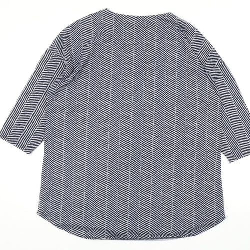 Dunnes Stores Womens Blue Boat Neck Herringbone Polyester Pullover Jumper Size L