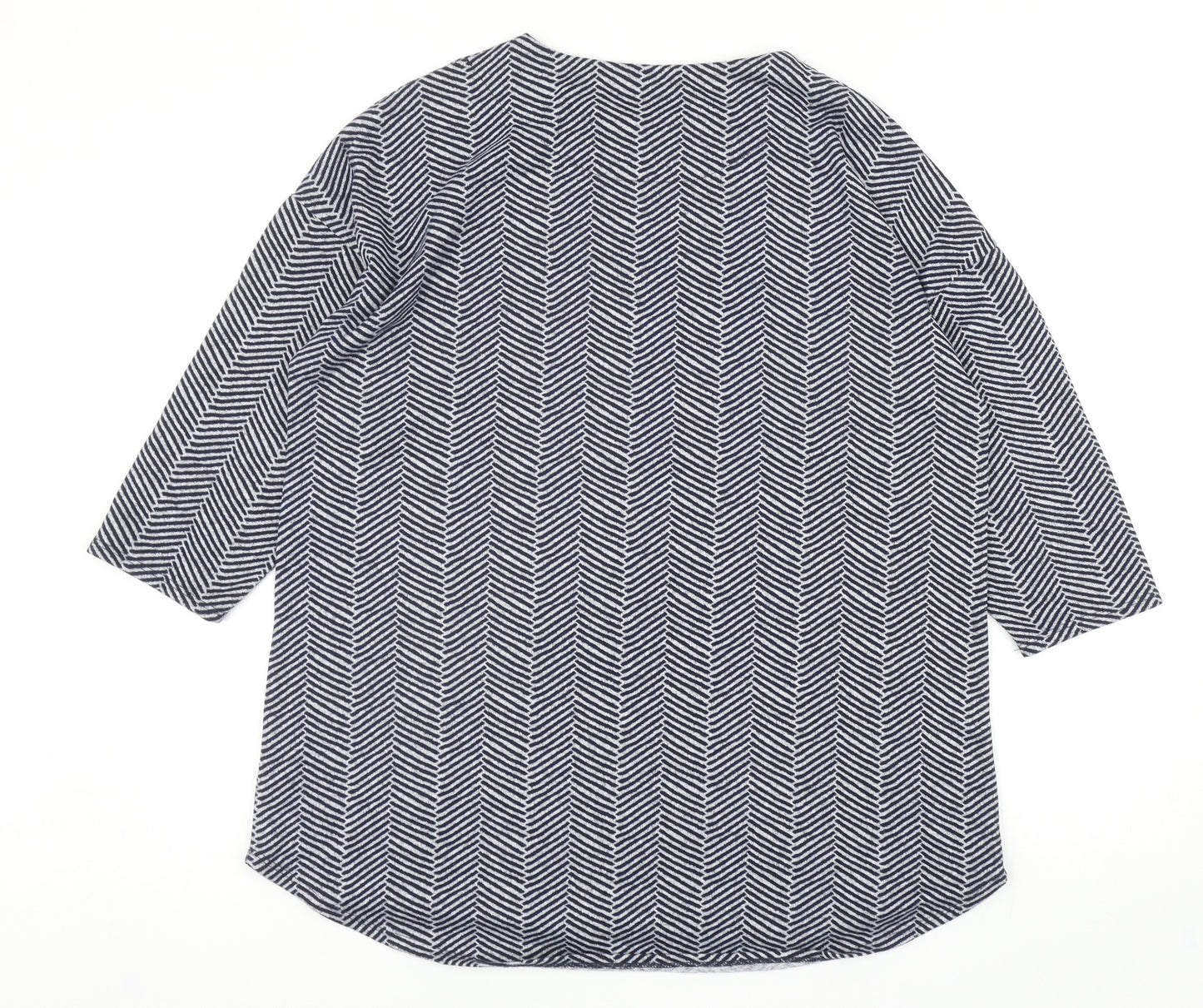 Dunnes Stores Womens Blue Boat Neck Herringbone Polyester Pullover Jumper Size L