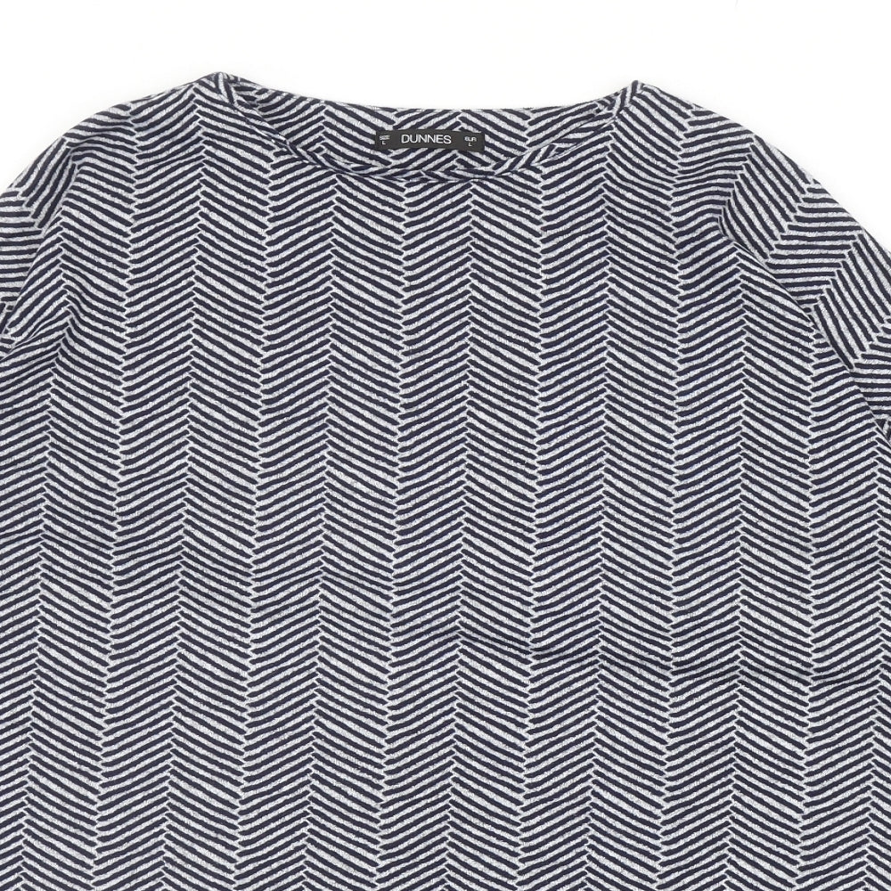 Dunnes Stores Womens Blue Boat Neck Herringbone Polyester Pullover Jumper Size L