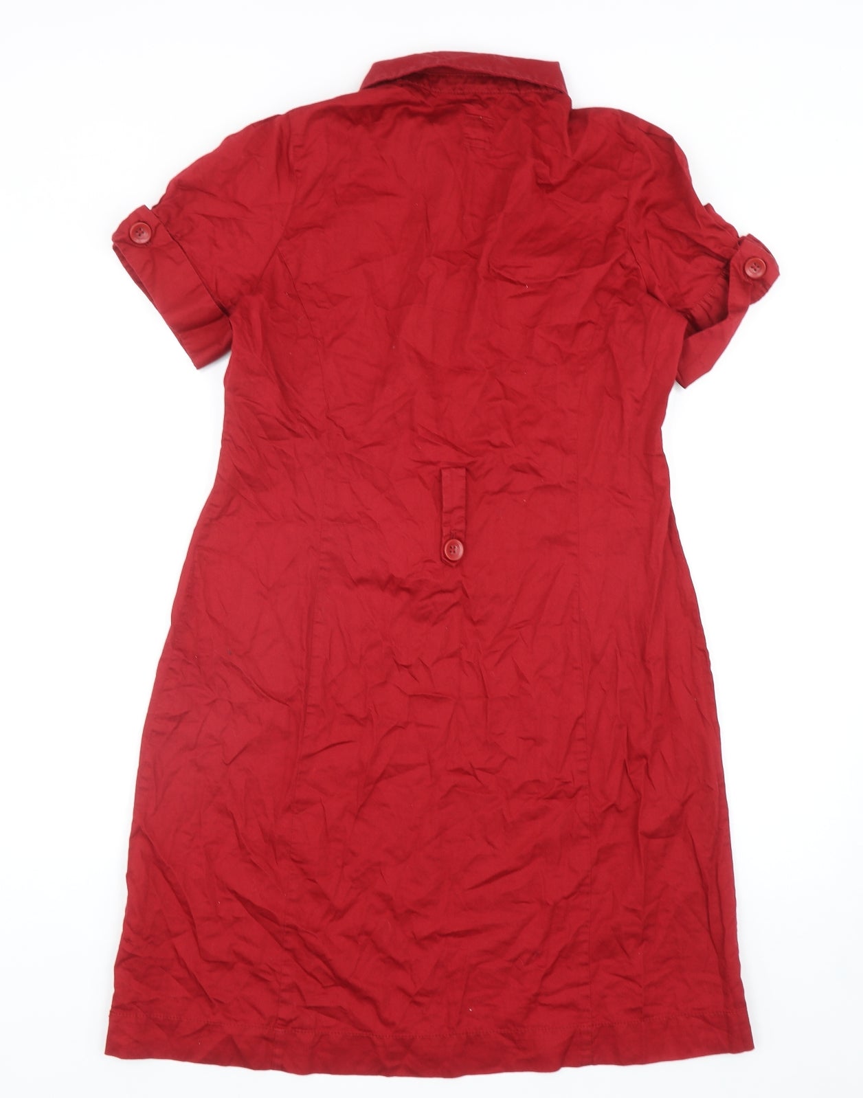 Joules Womens Red Cotton Shirt Dress Size 14 Collared Button