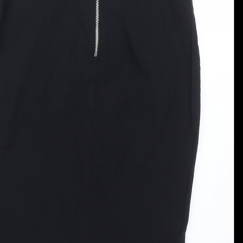 ASOS Womens Black Viscose Straight & Pencil Skirt Size 10 Zip