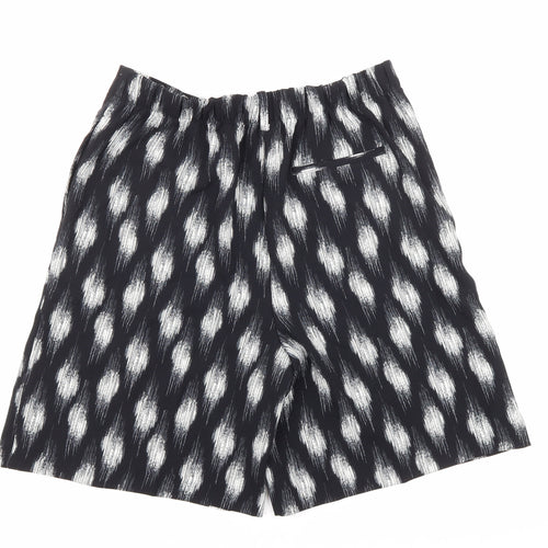 Marks and Spencer Womens Black Geometric 100% Polyester Culotte Shorts Size 12 L8 in Regular Pull On