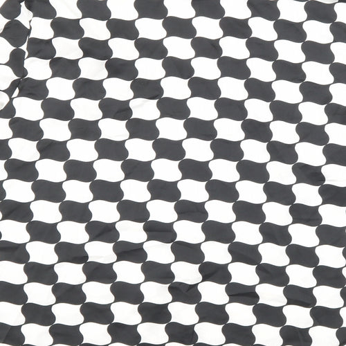 Primark Womens Black Geometric Polyester Basic Blouse Size 12 Collared - Black and white pattern