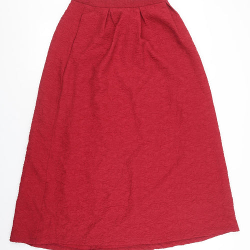 Focus Womens Red Polyester Flare Skirt Size M Zip - Red textured material