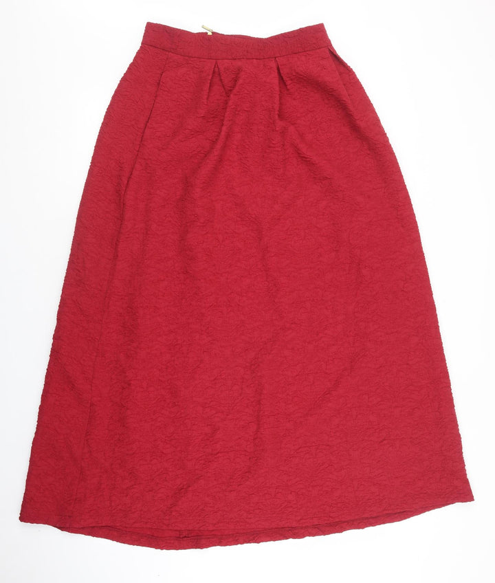 Focus Womens Red Polyester Flare Skirt Size M Zip - Red textured material