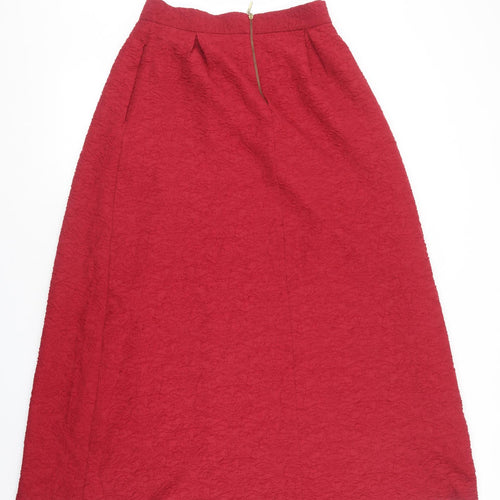 Focus Womens Red Polyester Flare Skirt Size M Zip - Red textured material