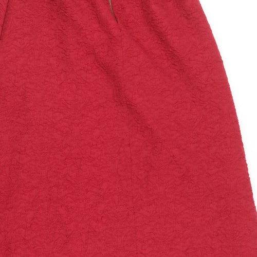 Focus Womens Red Polyester Flare Skirt Size M Zip - Red textured material