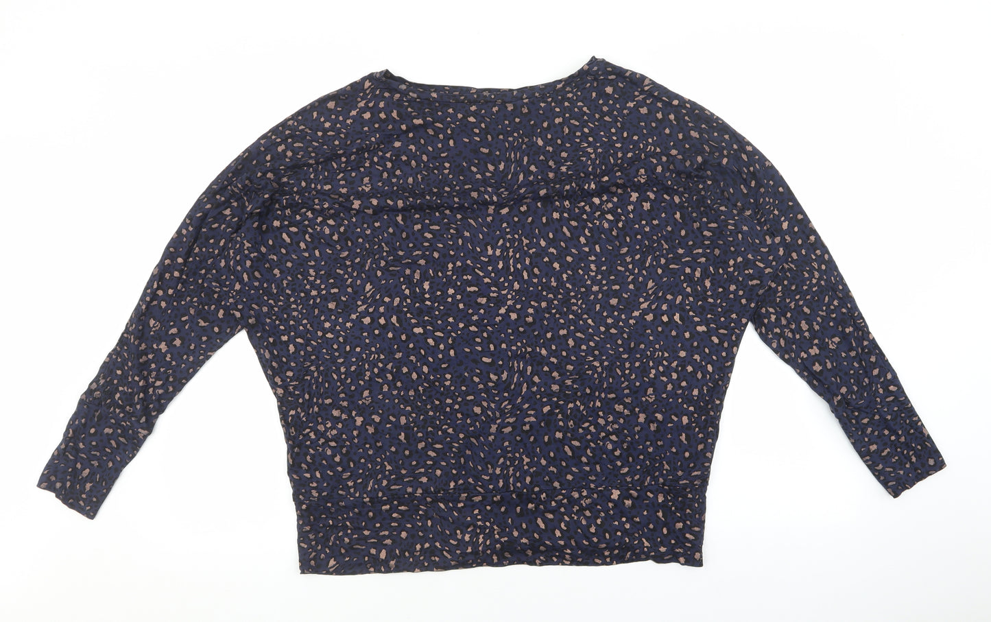 Mint Velvet Womens Blue Animal Print Viscose Basic T-Shirt Size L Round Neck - Leopard Print