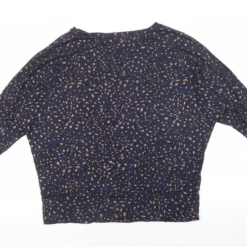 Mint Velvet Womens Blue Animal Print Viscose Basic T-Shirt Size L Round Neck - Leopard Print