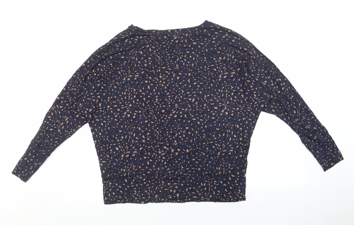 Mint Velvet Womens Blue Animal Print Viscose Basic T-Shirt Size L Round Neck - Leopard Print