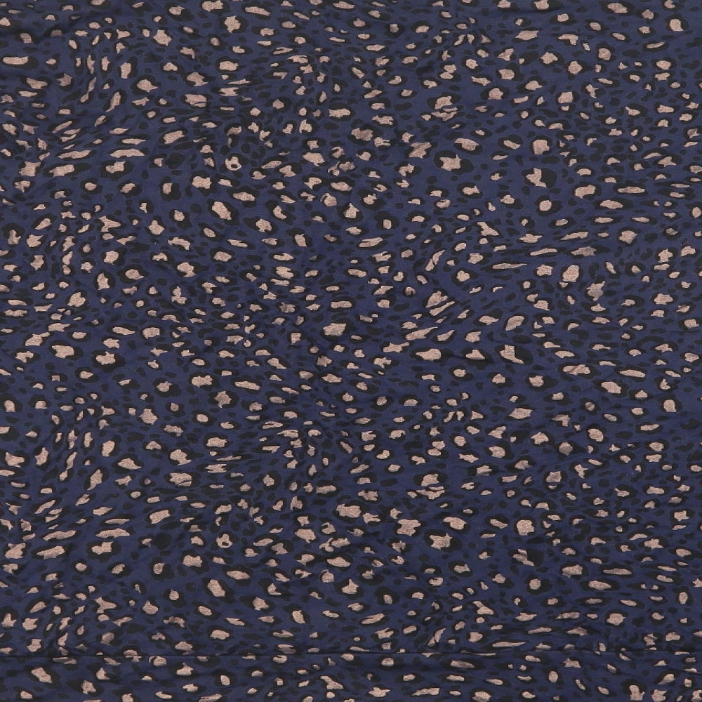 Mint Velvet Womens Blue Animal Print Viscose Basic T-Shirt Size L Round Neck - Leopard Print