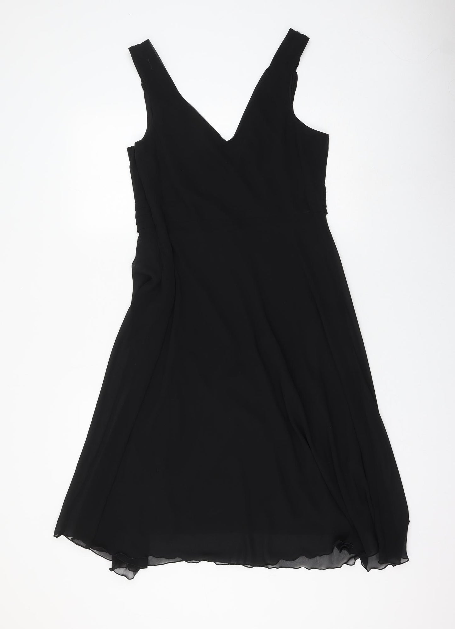 Debenhams Womens Black Polyester Fit & Flare Size 14 V-Neck Zip