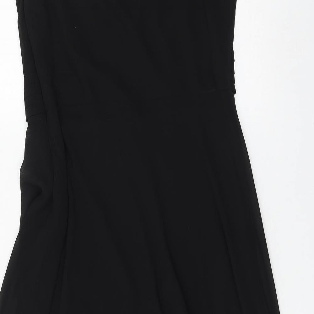 Debenhams Womens Black Polyester Fit & Flare Size 14 V-Neck Zip