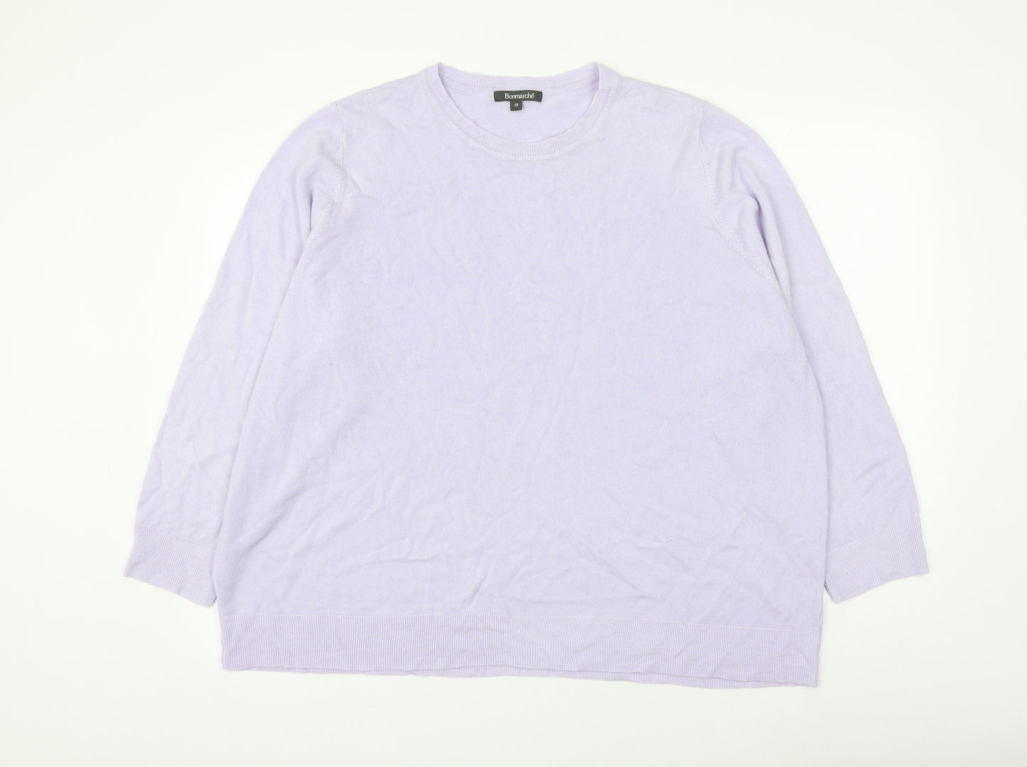 Bonmarché Womens Purple Round Neck Acrylic Pullover Jumper Size 28