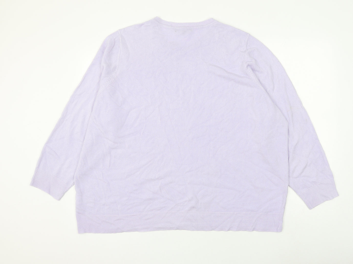 Bonmarché Womens Purple Round Neck Acrylic Pullover Jumper Size 28