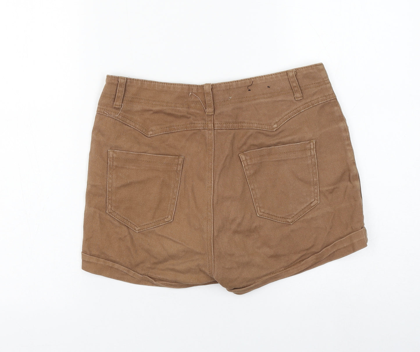 Yes Yes Womens Brown Cotton Hot Pants Shorts Size 12 L3 in Regular Zip