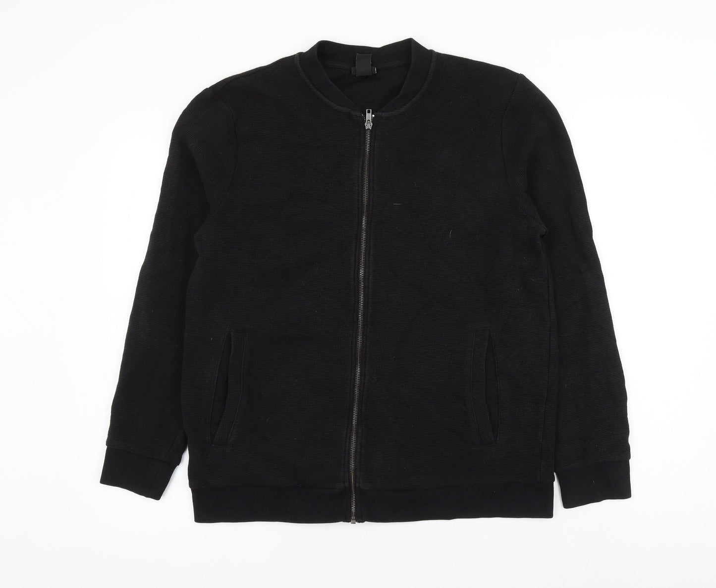 H&M Mens Black Cotton Full Zip Sweatshirt Size L