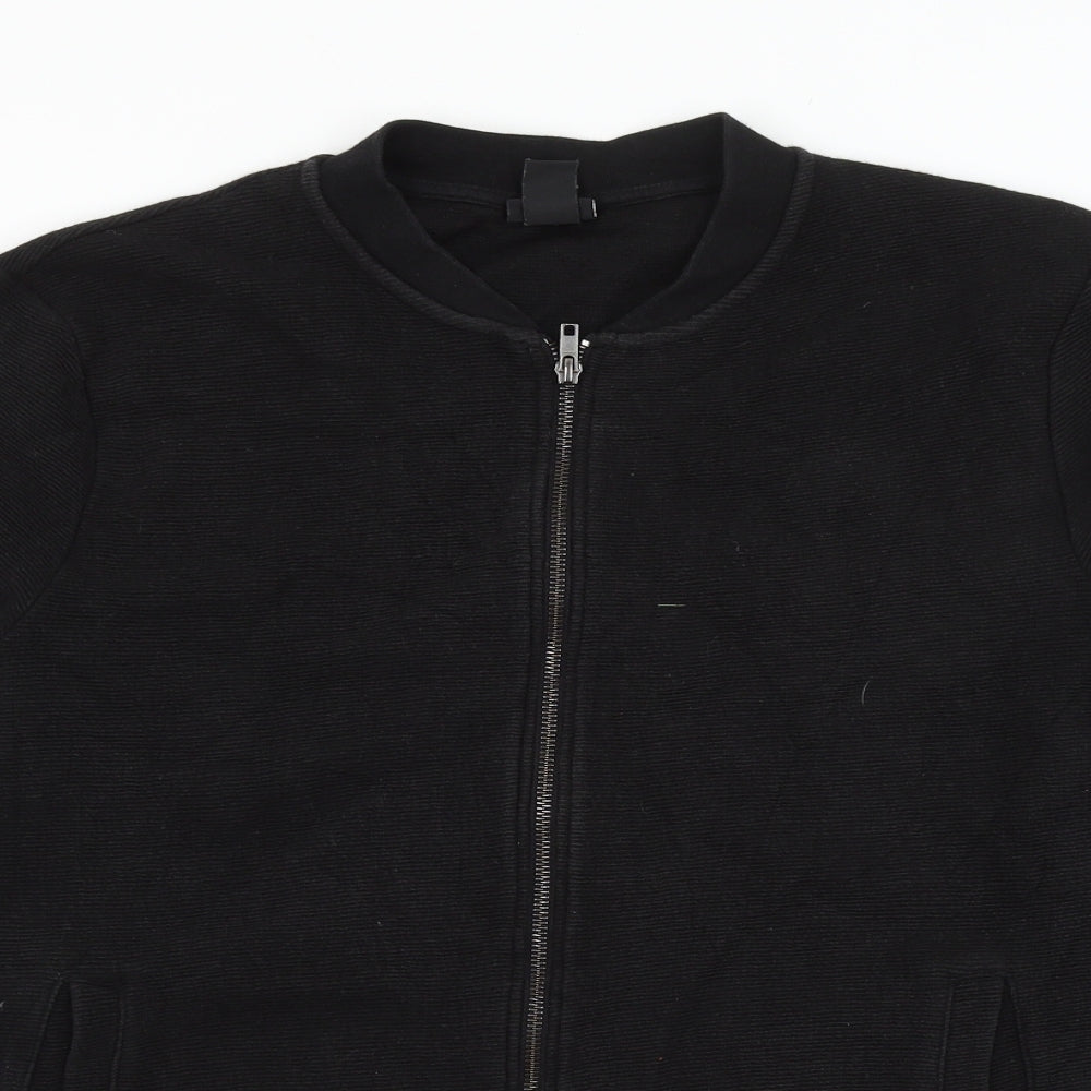 H&M Mens Black Cotton Full Zip Sweatshirt Size L