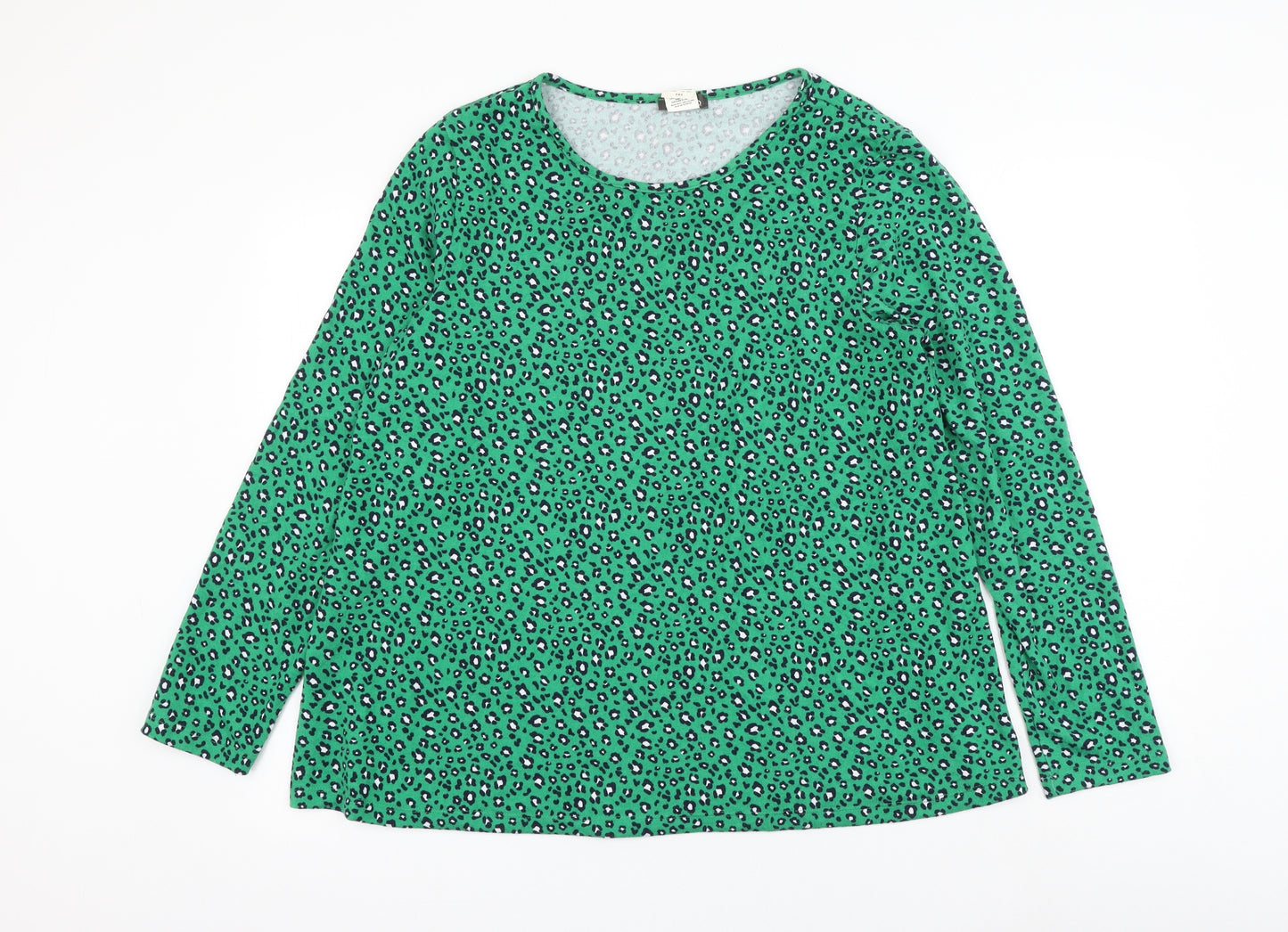 Kim & Co Womens Green Round Neck Animal Print Polyester Pullover Jumper Size XL - Leopard Print