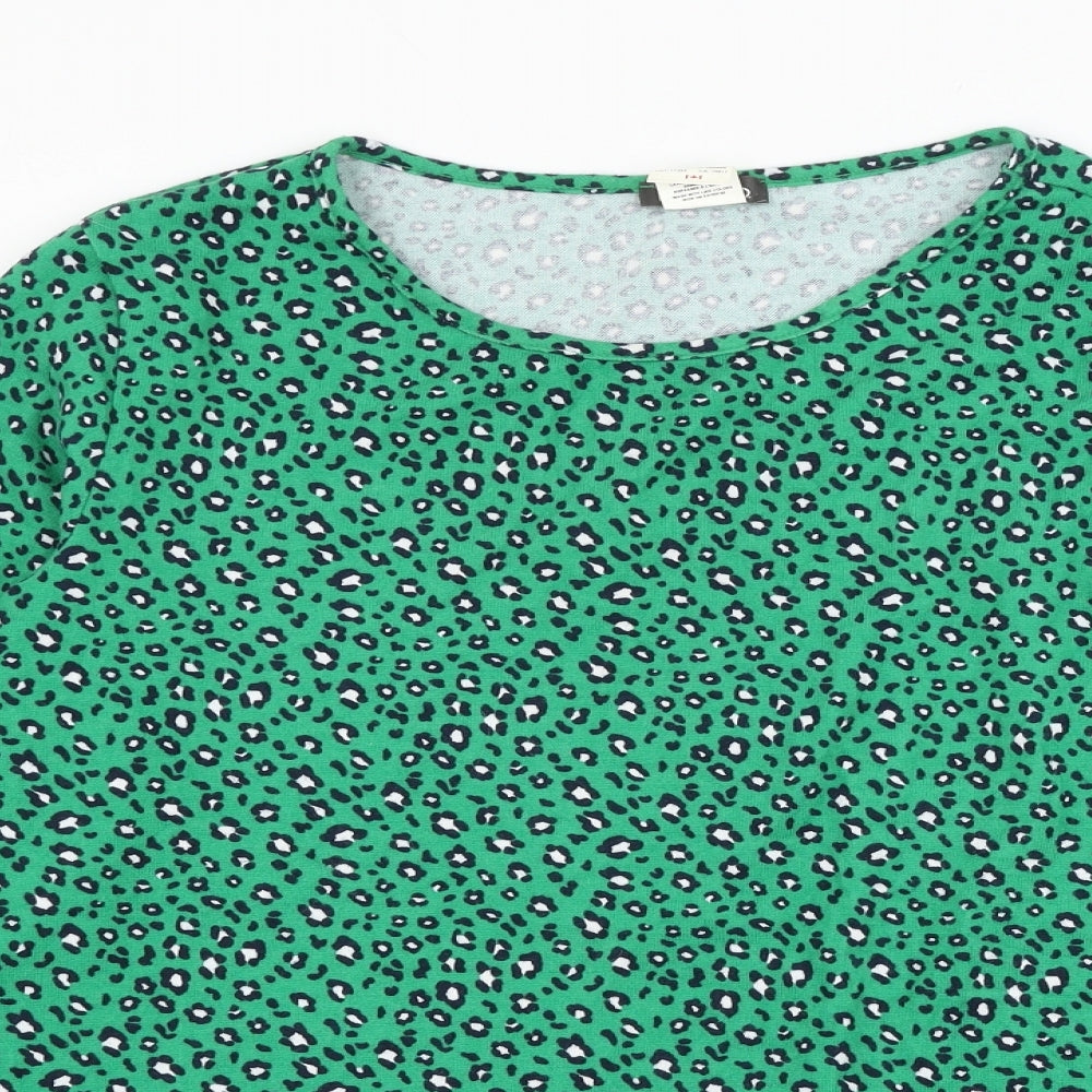 Kim & Co Womens Green Round Neck Animal Print Polyester Pullover Jumper Size XL - Leopard Print