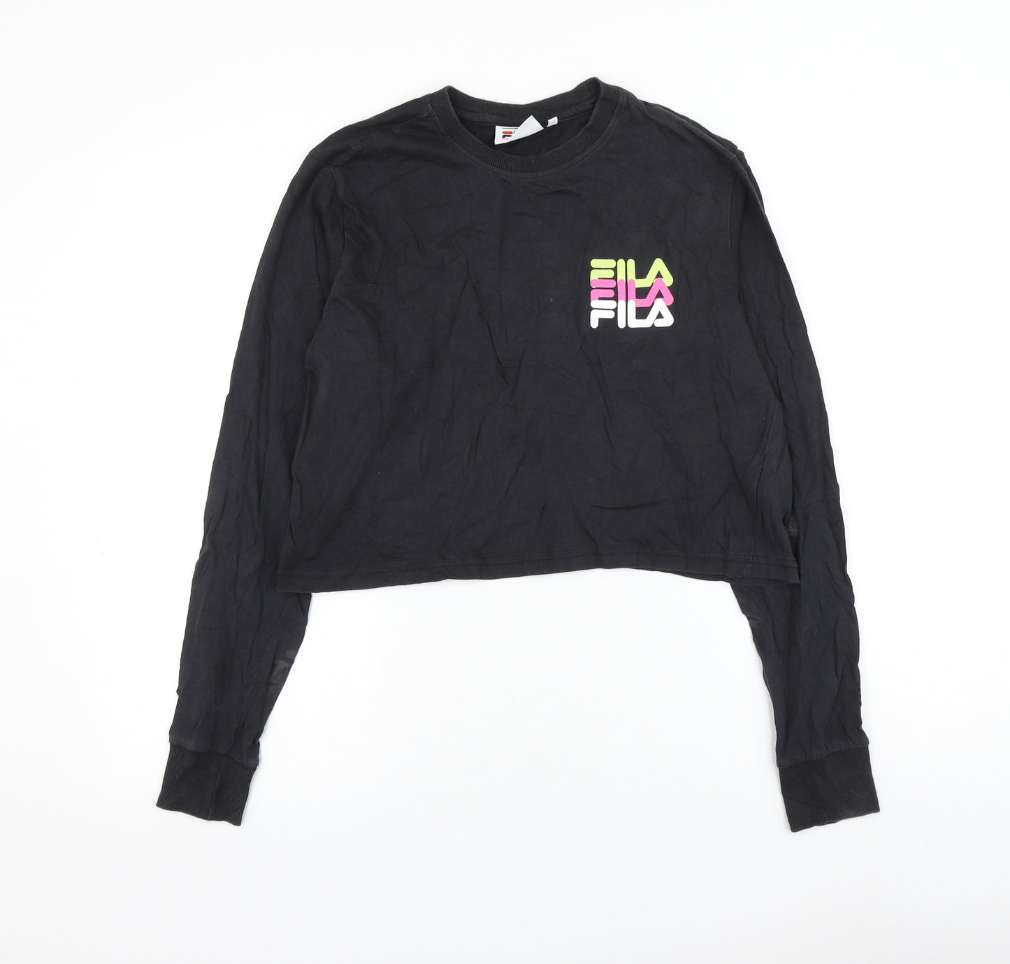 FILA Girls Black Cotton Pullover Sweatshirt Size S Pullover