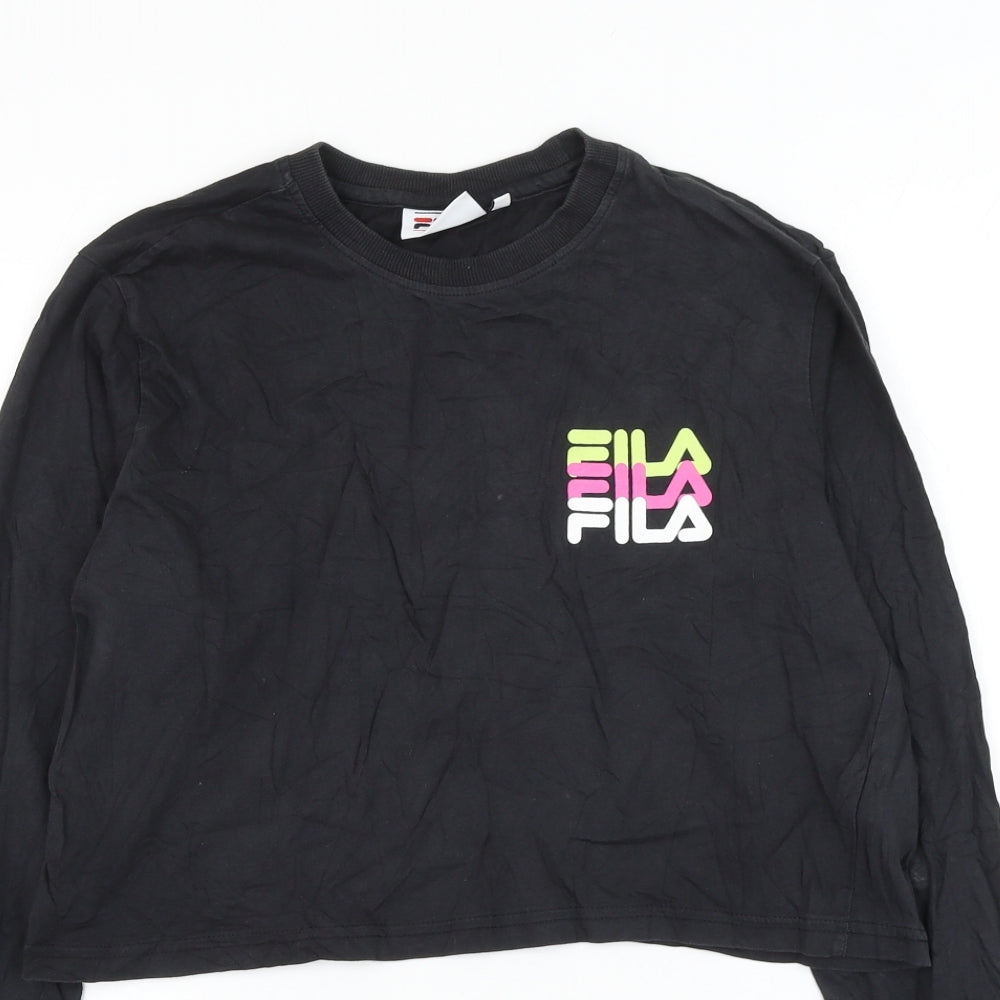 FILA Girls Black Cotton Pullover Sweatshirt Size S Pullover